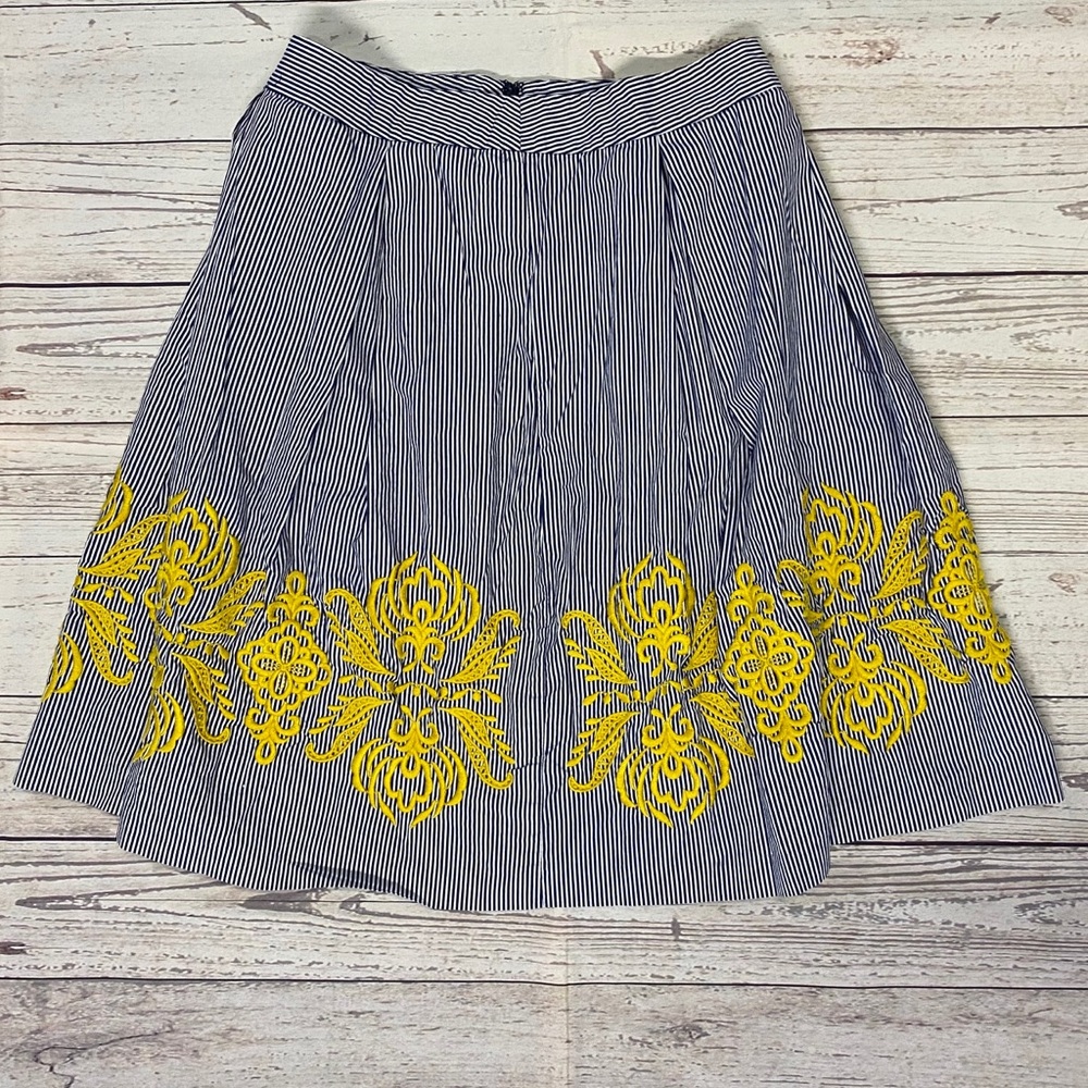 Beautiful Embroidered Blue & White Stripe Skirt